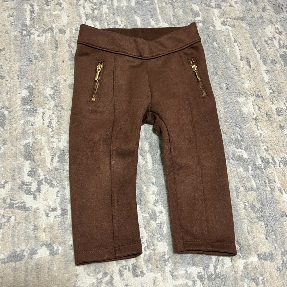 Janie and Jack brown suede Ponte pants